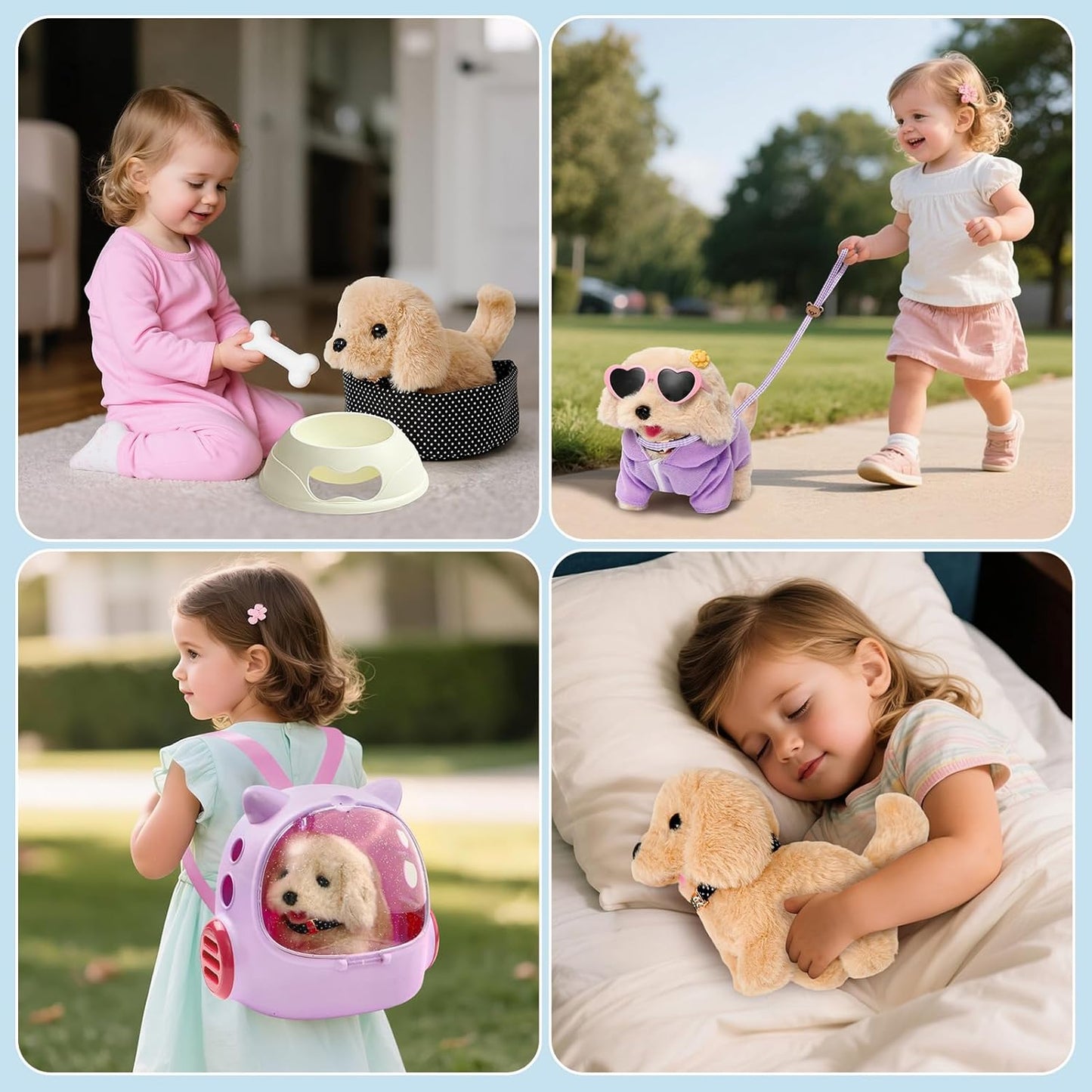 17pcs Robot Dog Toys for Girls Kids Boys 3-6, Realistic Interactive Robot Puppy Dog Plush Toys with Walk & Bark, Pretend Play Puppy Pet Care Playset, 3 4 5 6 Year Old Girl Birthday Gift Ideas