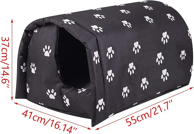 Outdoor Feral Cat House Winter,Weatherproof Waterproof Rainproof Foldable Cotton Filled Thicken Stray Feral Cats Dogs Tent Shelter Home Keep Warm Outdoor Indoor Garden (Medium - 2 Cats)