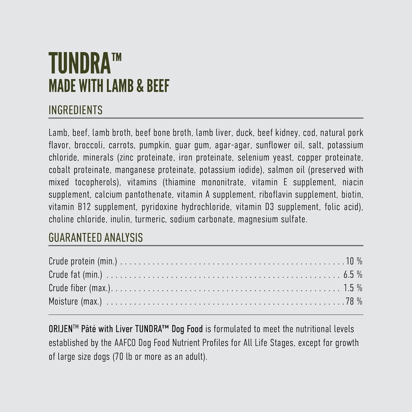 ORIJEN Pate Wet Dog Food Tundra Recipe with Liver 12.8oz Cans (12 Count)