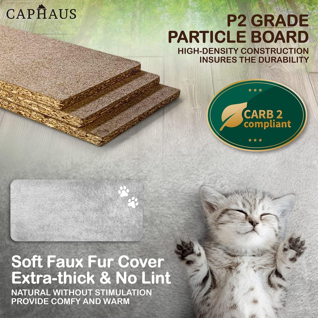 CAPHAUS 70-Inch Multi-Level Tall Cat Tree with Cute Top Perch, Scratching Posts, Cat Activity Tree w/Modern Hammock, Cat Cave Condo for Large Cats Kittens Tall Cat Climbing Play Tower