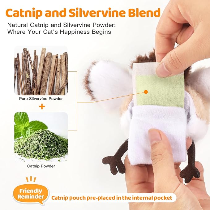 Cat Toys Flapping Bird(No Flying), Rechargeable Touch-Activated Interactive Toy with Lifelike Chirp for Indoor Cats & Kittens Exercise (Sparrow)