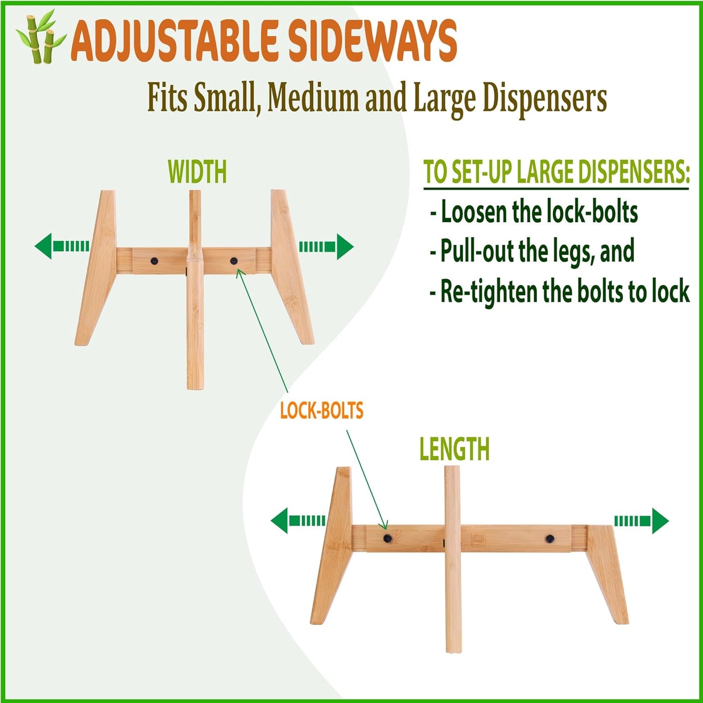 Dog Water Bowl Dispenser Stand - Use to Raise Dog Water and Food Dispensers - Adaptable Size, Fits Various Sizes and Feeder Shapes , Slanted Feet, Resist Tip-over - Bamboo