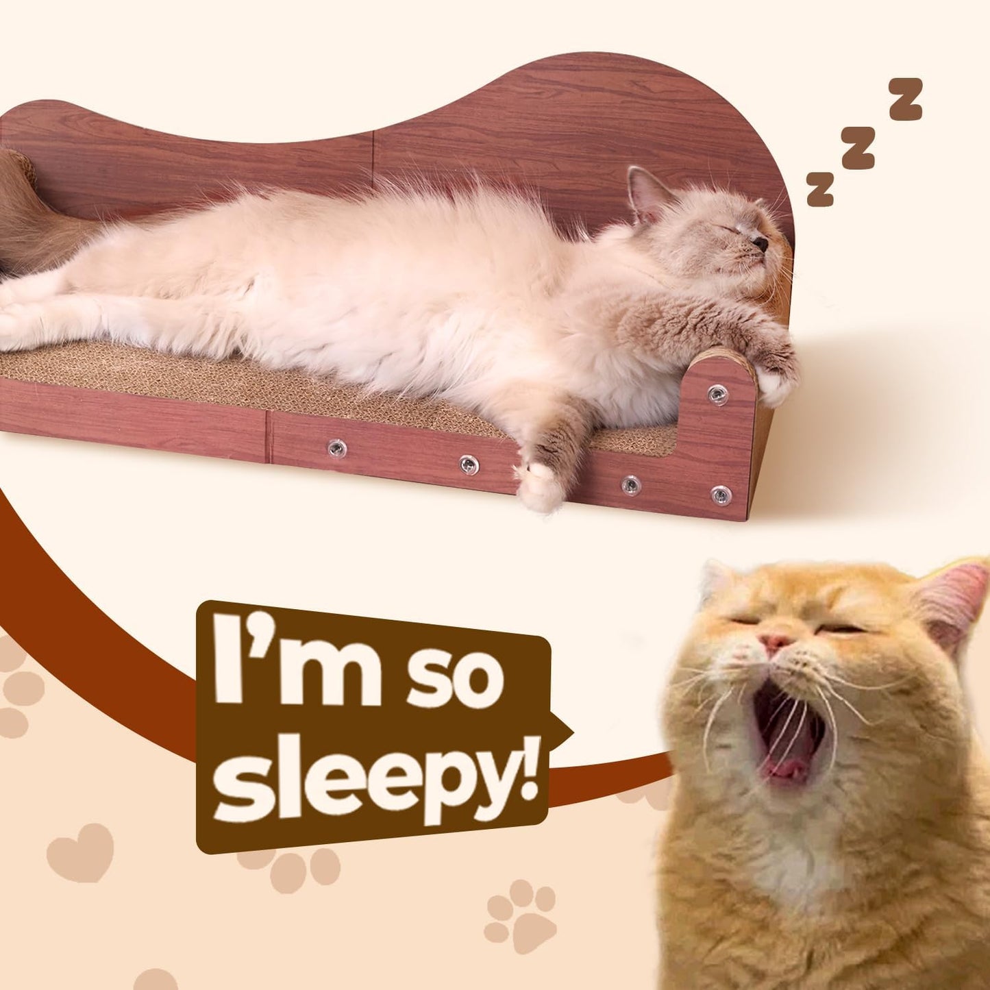 ComSaf 26.4" Large Cat Scratcher Bed, Cat Scratching Board, Durable Cardboard for Indoor Use, Extra Large Couch with Scratch Pad - Sofa Lounge