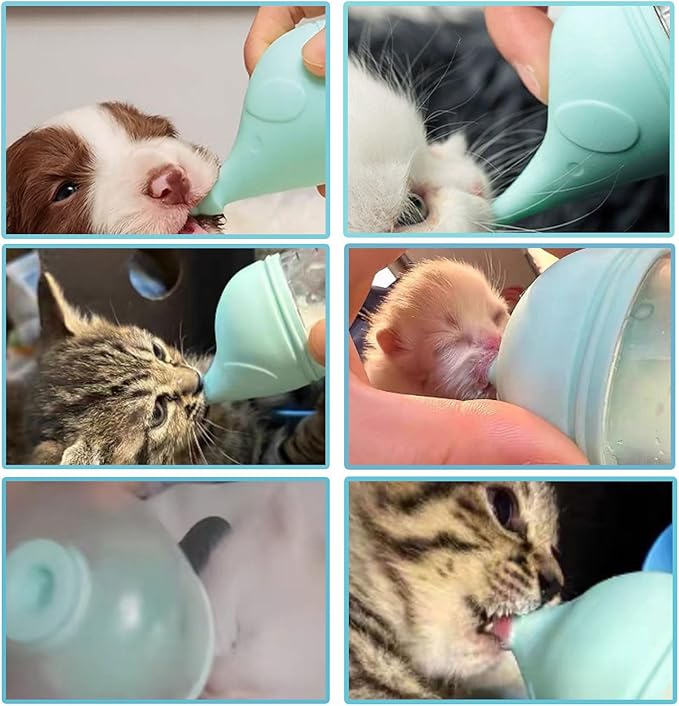 5 pcs Kitten Bottle Miracle Nipple for Kittens Anti-Choking Design for Newborn Kittens Puppies Small Animals (50ml)