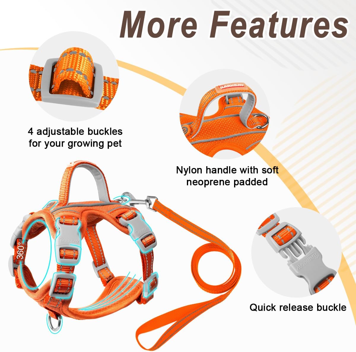 Cat Harness and Leash Set for Walking Escape Proof for Small Large cat Kitten Harness with ID tag Pocket (Orange,XXS)
