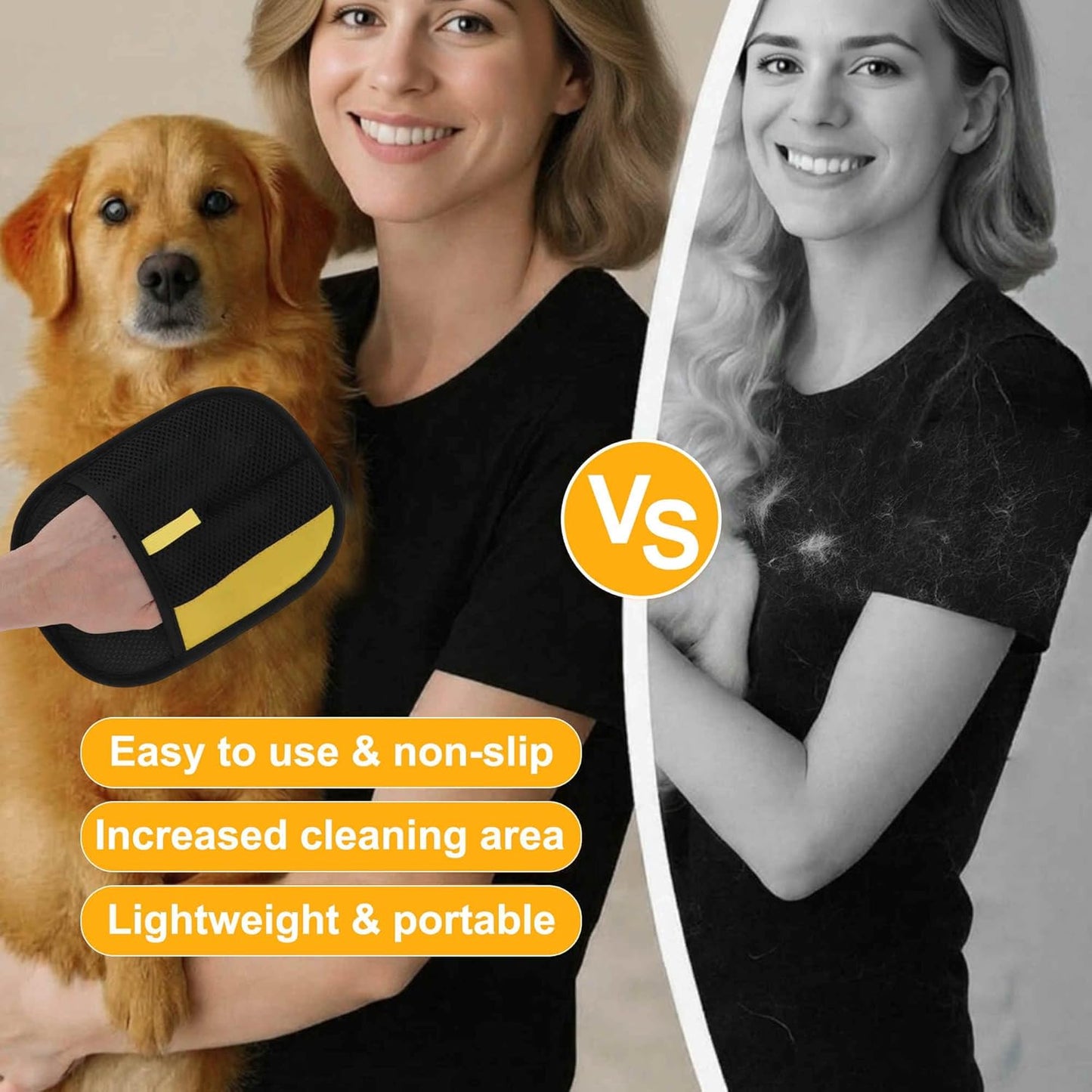 Pet Hair Remover Gloves, Advanced Static-Adhesive Pet Hair Removal Gloves, Reusable Cat Dog Hair Remover Mitt, Pet Grooming Glove for Shedding, 2 PCS