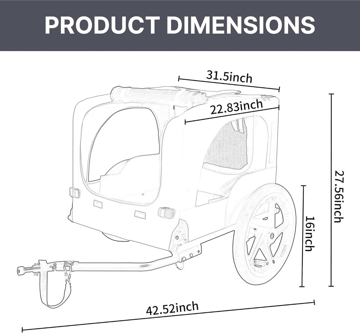Pet Bike Trailer for Dogs, 88LBS Capacity Dog Bicycle Trailer with 20" Pneumatic Rubber Wheels, Multi-Directional Ventilation, Waterproof Cover, Perfect for Cycling with Pets