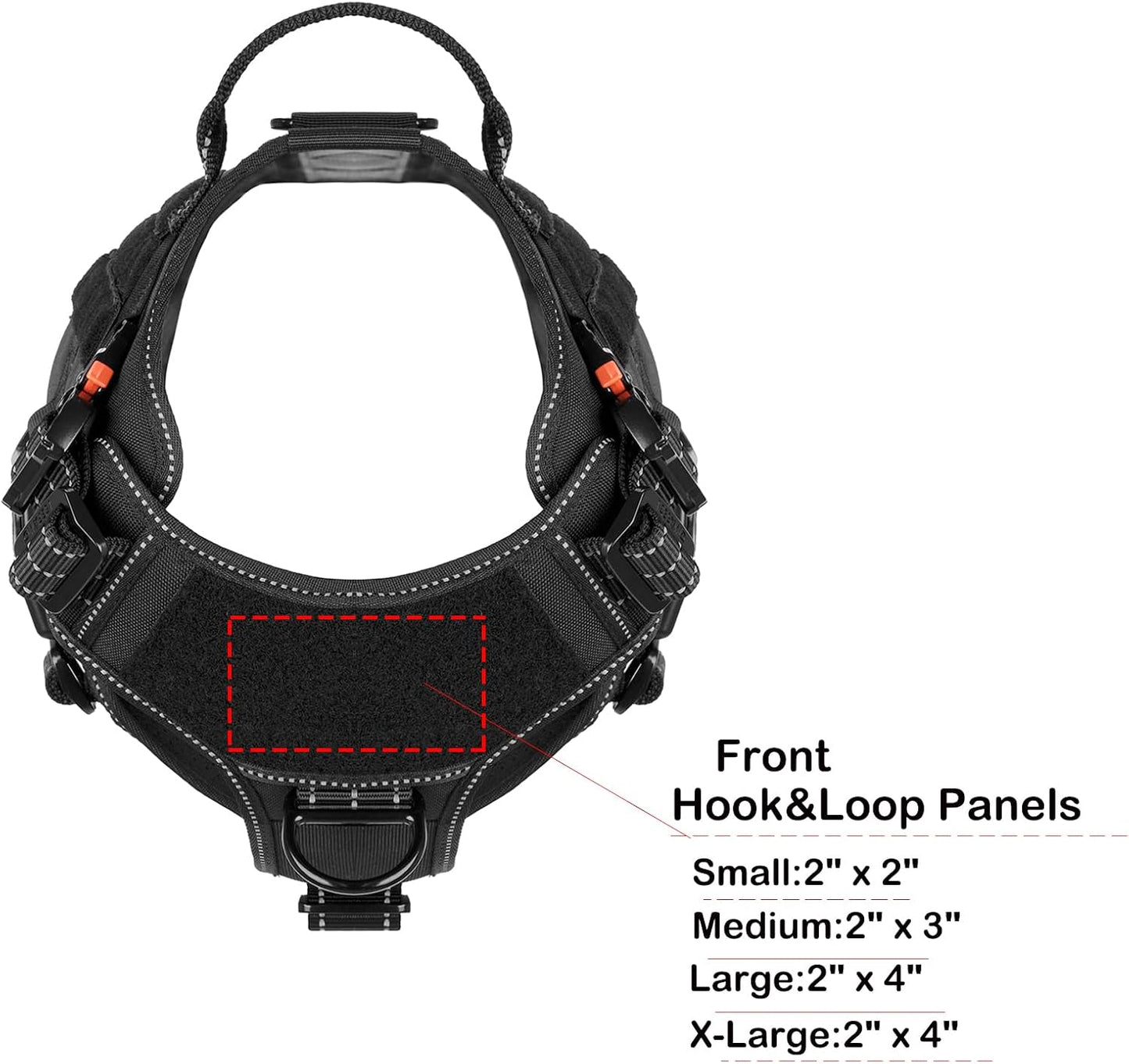 ICEFANG Tactical Dog Harness, X-Large Size,2X Metal Buckle,Working Dog MOLLE Vest with Handle,No Pulling Front Leash Clip,Hook and Loop Panel (Black,XL (Pack of 1))