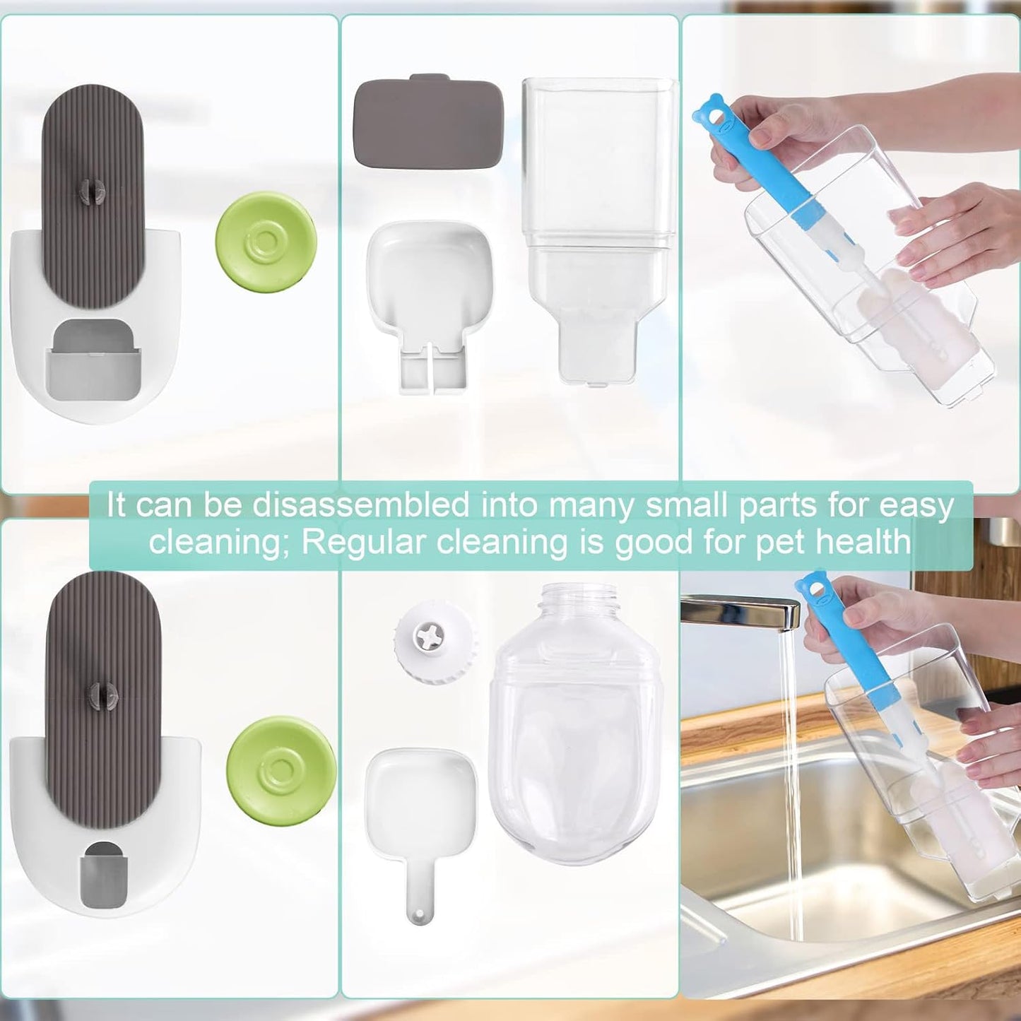 Hanging Automatic Food Water Dispenser,Gravity Rabbit Feeder, Water Dispenser Food Bowl for Bunny Chinchilla Guinea Pig Hedgehog Ferret (White Brown)