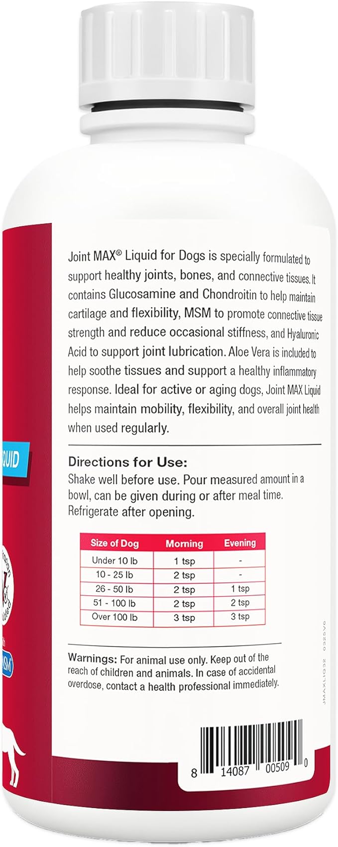 Liquid for Dogs - Vitamins, Minerals, Antioxidants - Glucosamine, Chondroitin - Beef Flavor - Maximum Joint Health Supplement for Dogs - 32 fl oz
