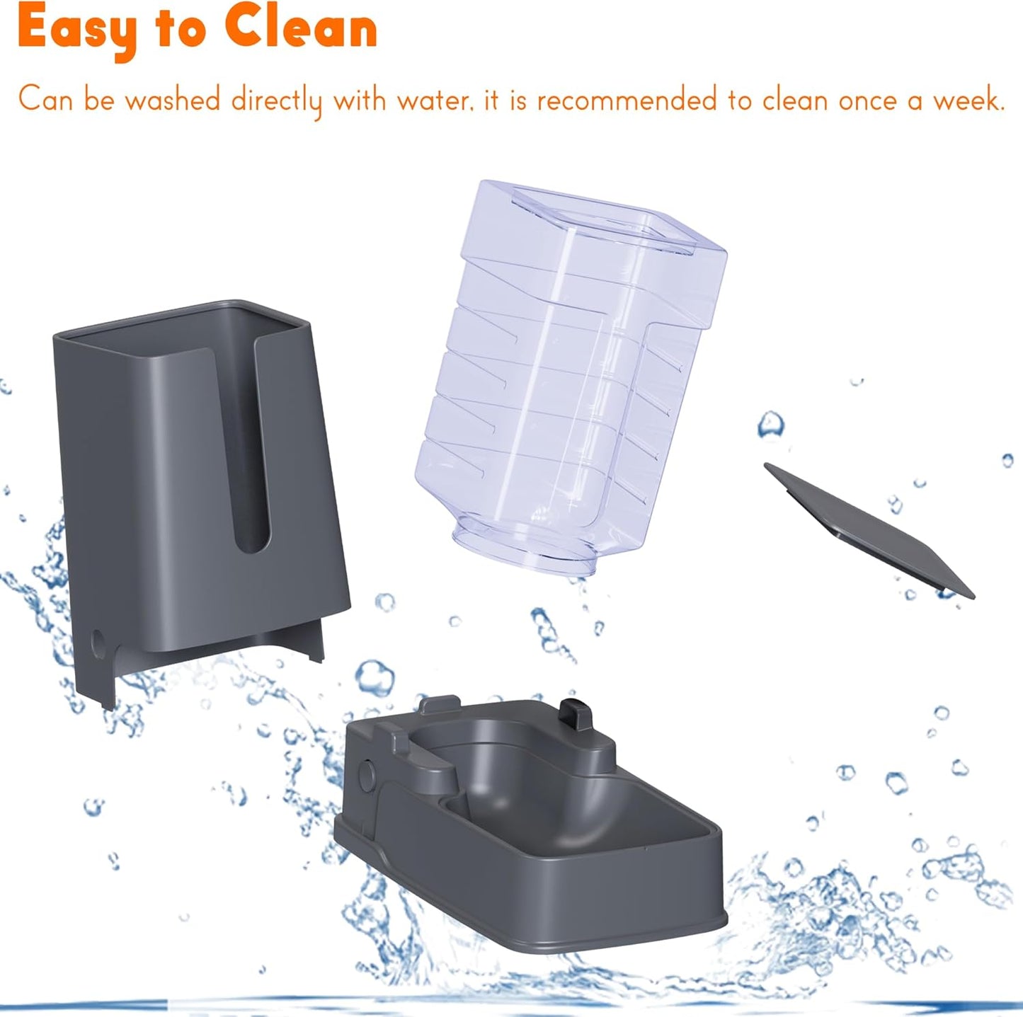 2 Packs Automatic Cat Feeder and Waterer, Gravity Dog Food and Water Dispenser Set for Small Medium Big Pets Cats Dogs Puppy Kitten, 1 Gallon x 2