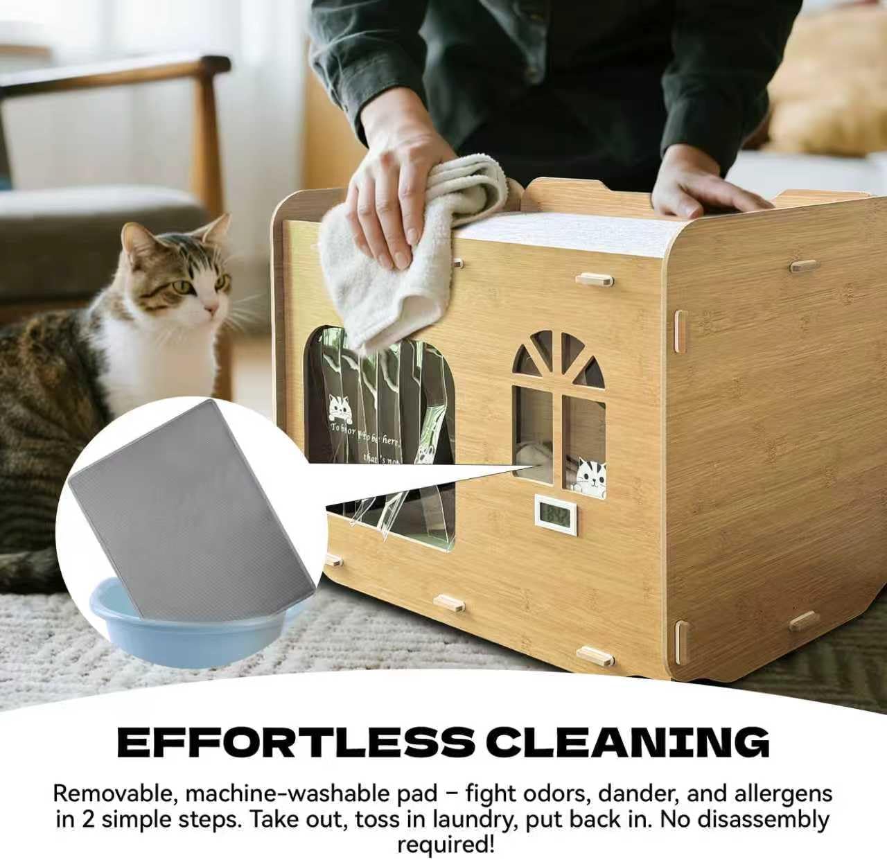 Air Conditioned Cat House for Outdoors – Self-Regulating Cooling & Heating Pet Bed with Turbo/Silent Modes, Bite-Proof & Easy Setup (Up to 15 lbs)