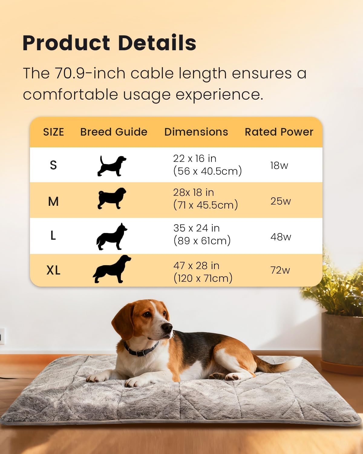 Mora Pets Pet Heating Pad Heated Dog Bed 9 Adjustable Temperature Cat Warming Mat with Timer Auto Power Off Heated Pet Bed 35 Inch for Large Dogs and Muti Cats Indoor