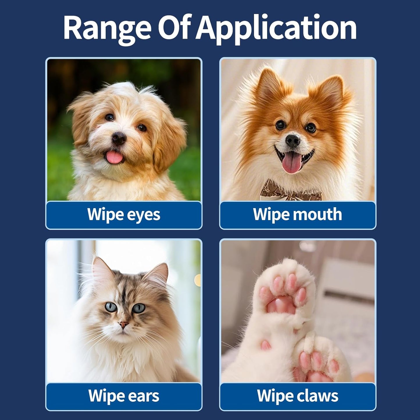 MIOSSZI 3-in-1 Pet Wipes Bundle - 40 Glove + 50 Ear + 130 Eye Wipes (220 Total) Hypoallergenic Cleaning Mitts for Dogs & Cats, Rinse-Free with Coconut Oil & Aloe Vera, Gentle No-Sting Formula