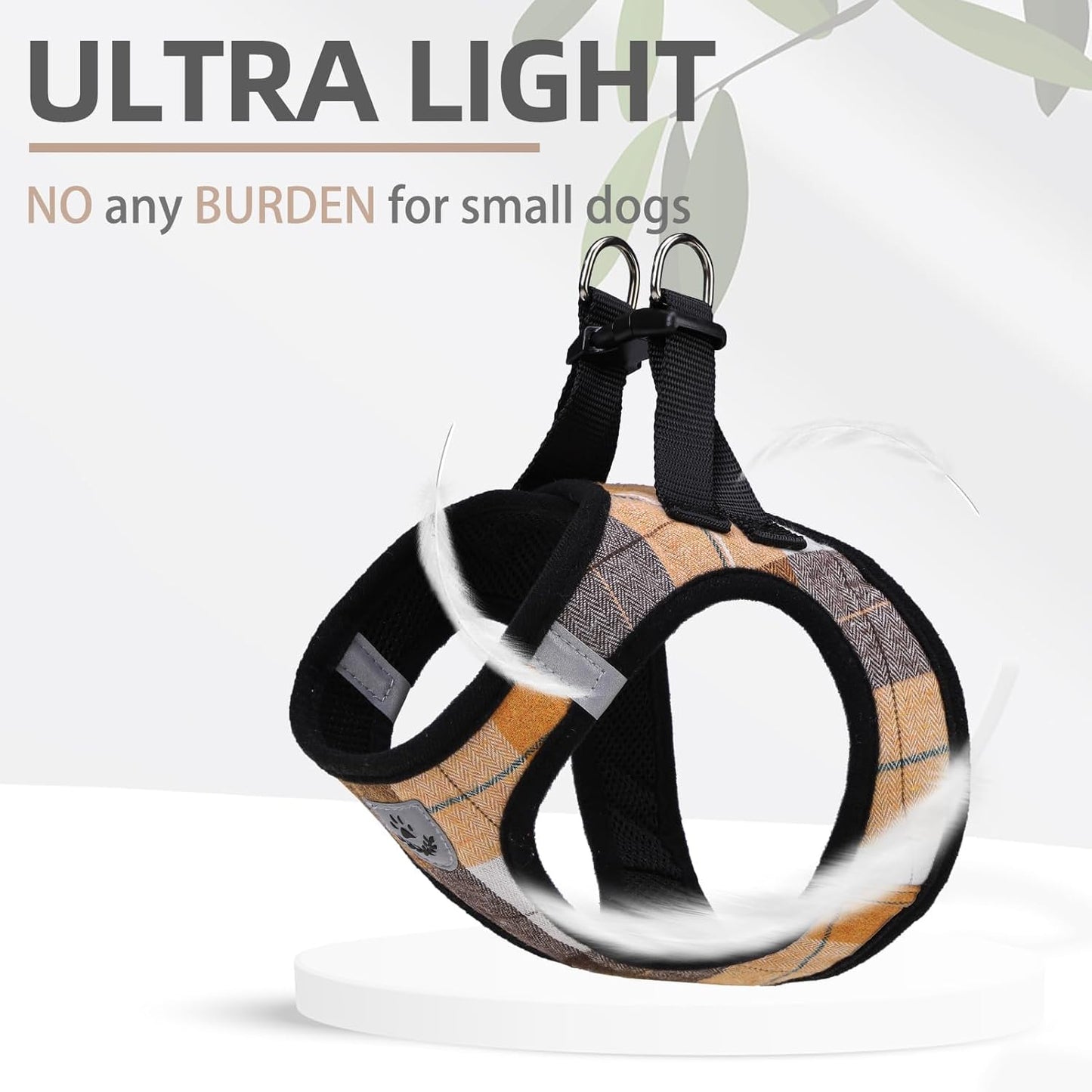 PUPTECK Adjustable Dog Harness Collar and Leash Set Step in No Pull Pet Harness for Small Medium Dogs Puppy and Cats Outdoor Walking Running, Soft Mesh Padded Reflective Vest Harnesses, Orange XXS