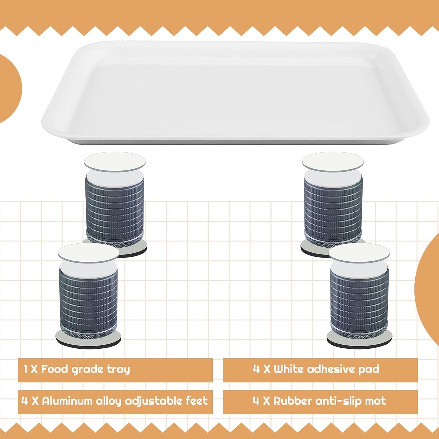 Marsui Ant Proof Cat Dog Bowl Tray - Waterless, Height Adjustable Legs for Pet Neck Comfort No Pest Pet Food Feeding Station, Kitchen Sweets & Trash Ant Barrier(43mm-75mm,White)