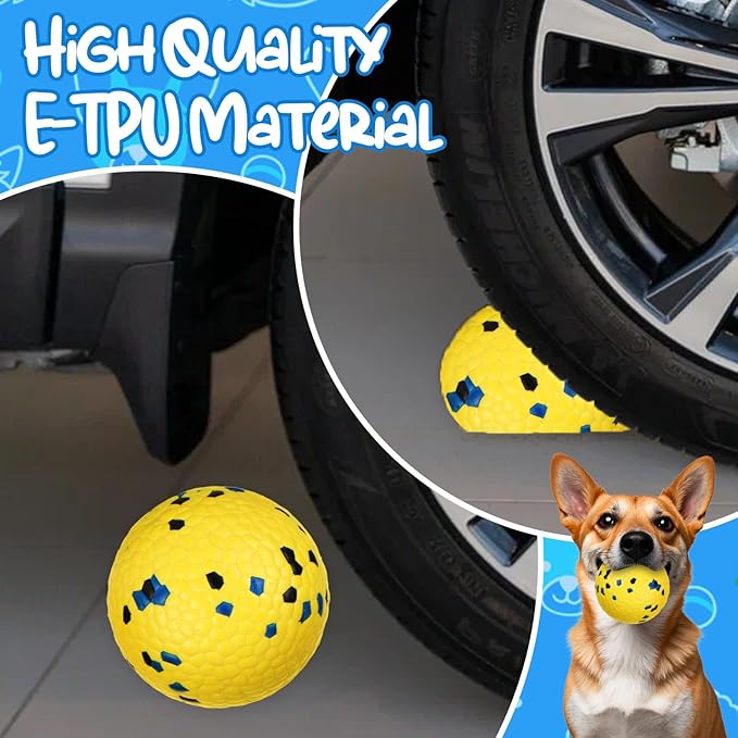 BABORUI E-TPU Dog Balls for Aggressive Chewers, Durable Dog Toy Floating Balls, Indestructible Fetch Ball for Large Medium Small Dogs, Interactive Bouncy Tennis Ball for Water Play & Teeth Cleaning