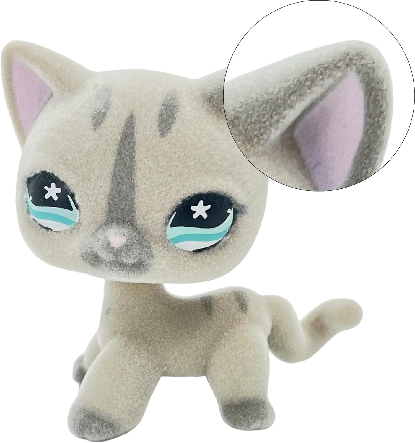 6PCS Custom-Made Flocked Old Pet Shop Toys Set Fuzzy Animal Figure Pack Short Hair Cat Dog Collie Dachshund Great dane Cocker Spaniel Lot with Neck Repair Accessories*Randomly Selected*