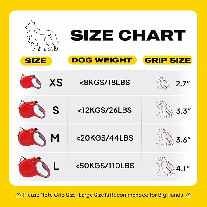 Fida Retractable Dog Leash, X-Small Breed, 10 ft, Red