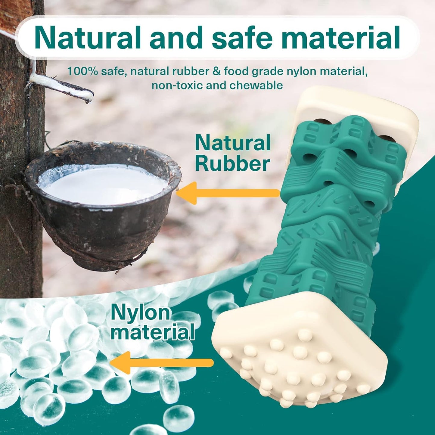 Pceotllar Indestructible Dog Chew Toys, Interactive Puzzle Toys with Beef Flavor, Safe Rubber for Aggressive Chewers - Large, Medium, Small Dogs - Green