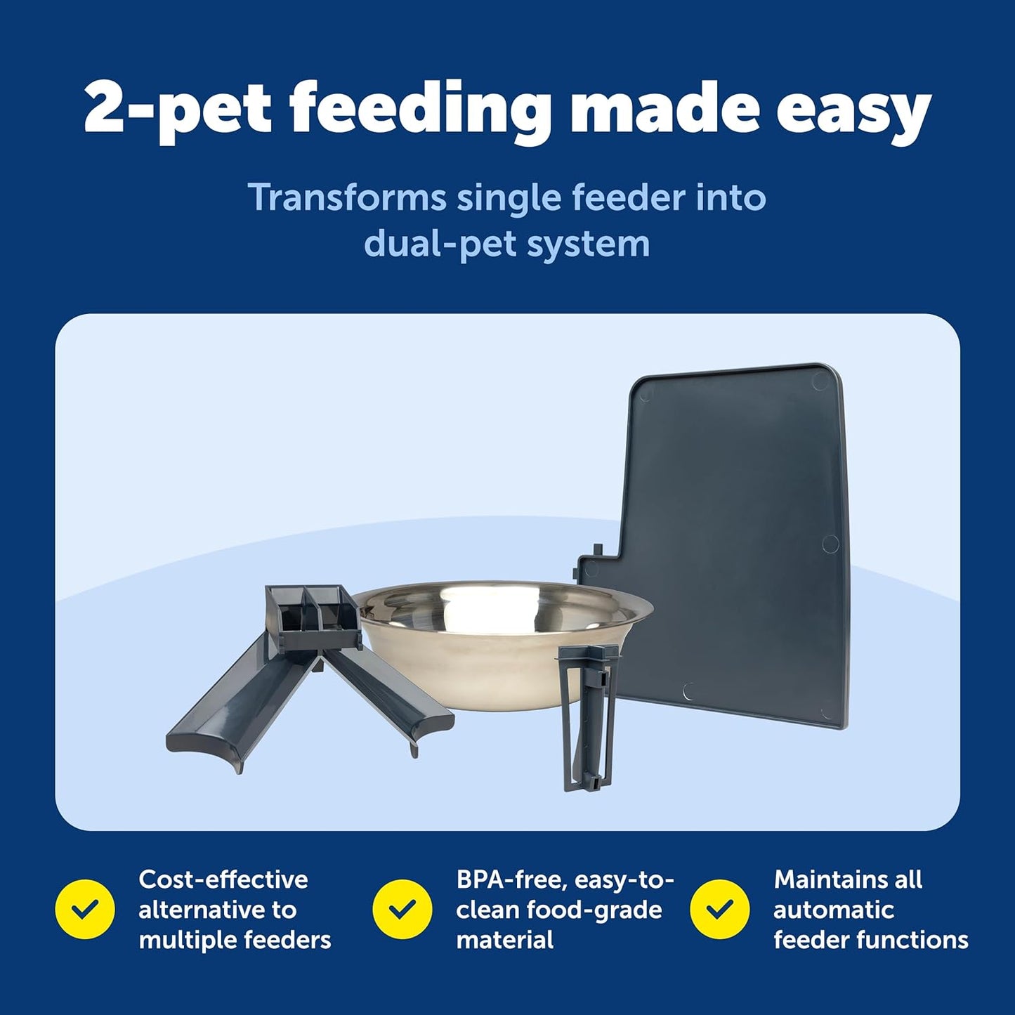 PetSafe 2-Pet Meal Splitter with Bowl - Designed for PetSafe Smart Feed and Healthy Pet Simply Feed Automatic Cat Feeder - No-Mess Food Dispensing - Includes Privacy Panel