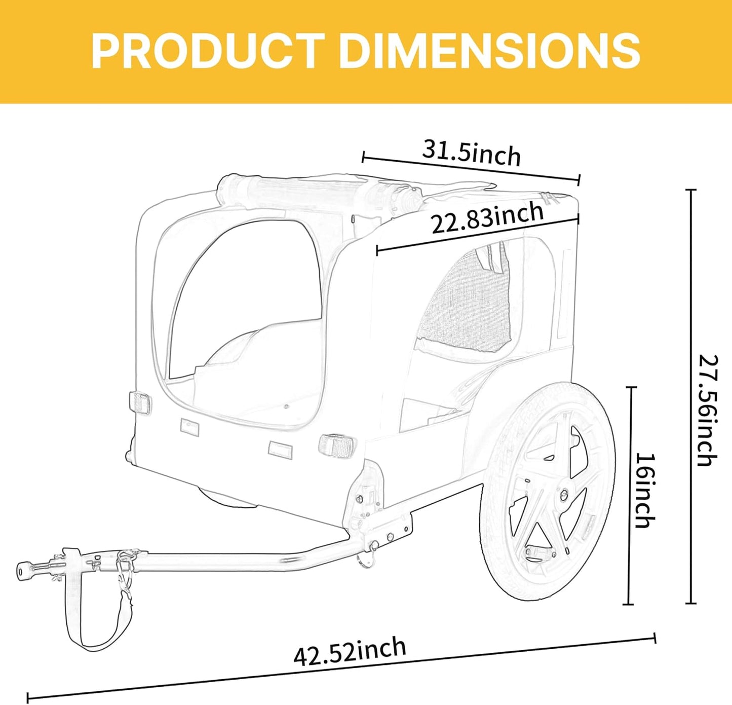 Pet Bike Trailer for Dogs, 88LBS Capacity Dog Bicycle Trailer with 20" Pneumatic Rubber Wheels, Multi-Directional Ventilation, Waterproof Cover, Perfect for Cycling with Pets