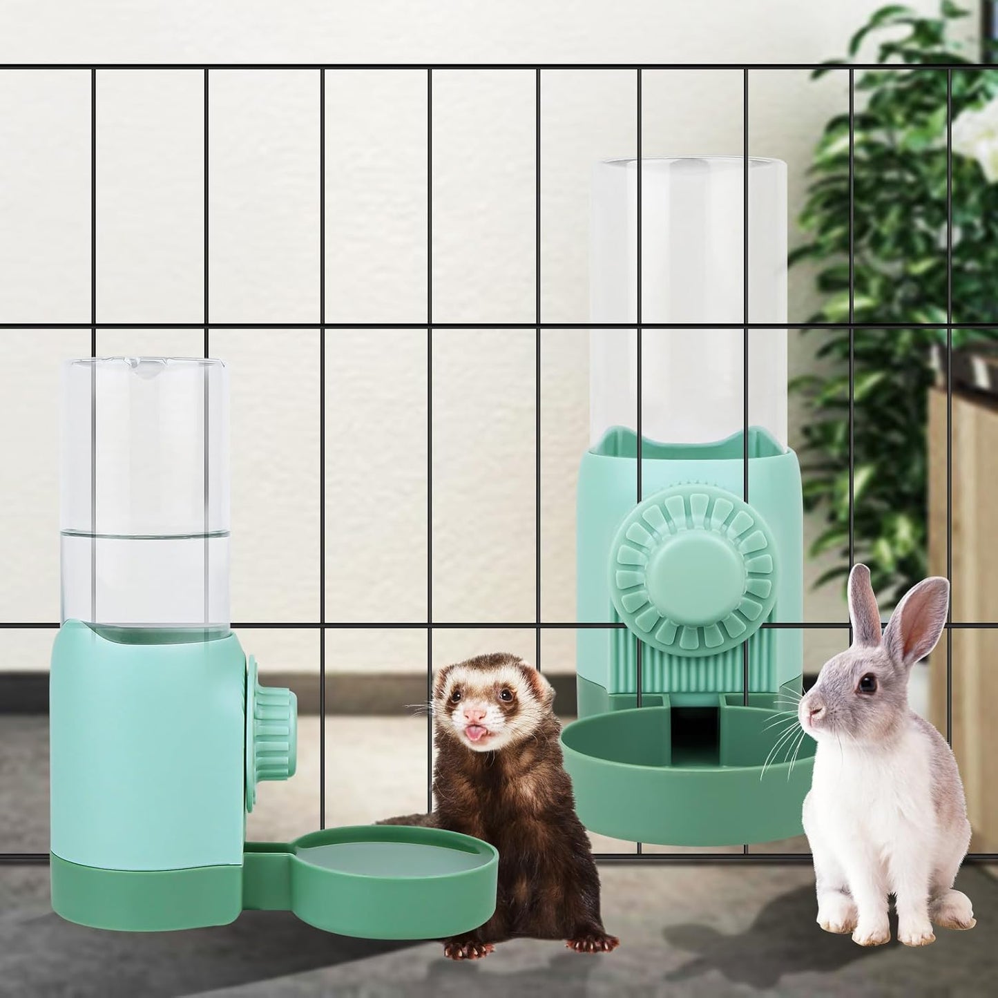17oz Rabbit Water Bottle for Cage, No Drip Guinea Pig Water Bottle, Hanging Automatic Water Dispenser for Bunny Hamster Puppies Small Animals(Cage Grid Spacing Over 1'')