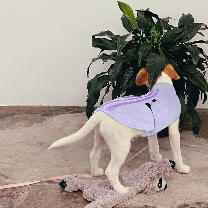 Queenmore Small Dog Sweater, Soft Fleece Vest Pullover Dog Jacket with Leash Hole, Warm Winter Dogs Clothes Cold Weather Doggy Dachshund Sweaters for Small Dogs Cats Boy or Girl (Lilac, XS)