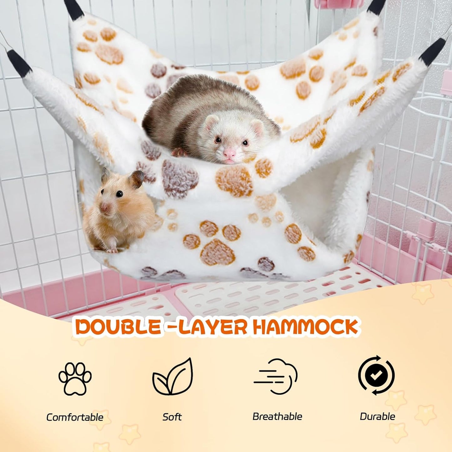 3 Pcs Guinea Pig Hammock, Rat Ferret Hanging Hammock Guinea Pig Accessories for Small Animals Chinchilla Hamster Parrot Sugar Glider Ferret Squirrel (11"×11")