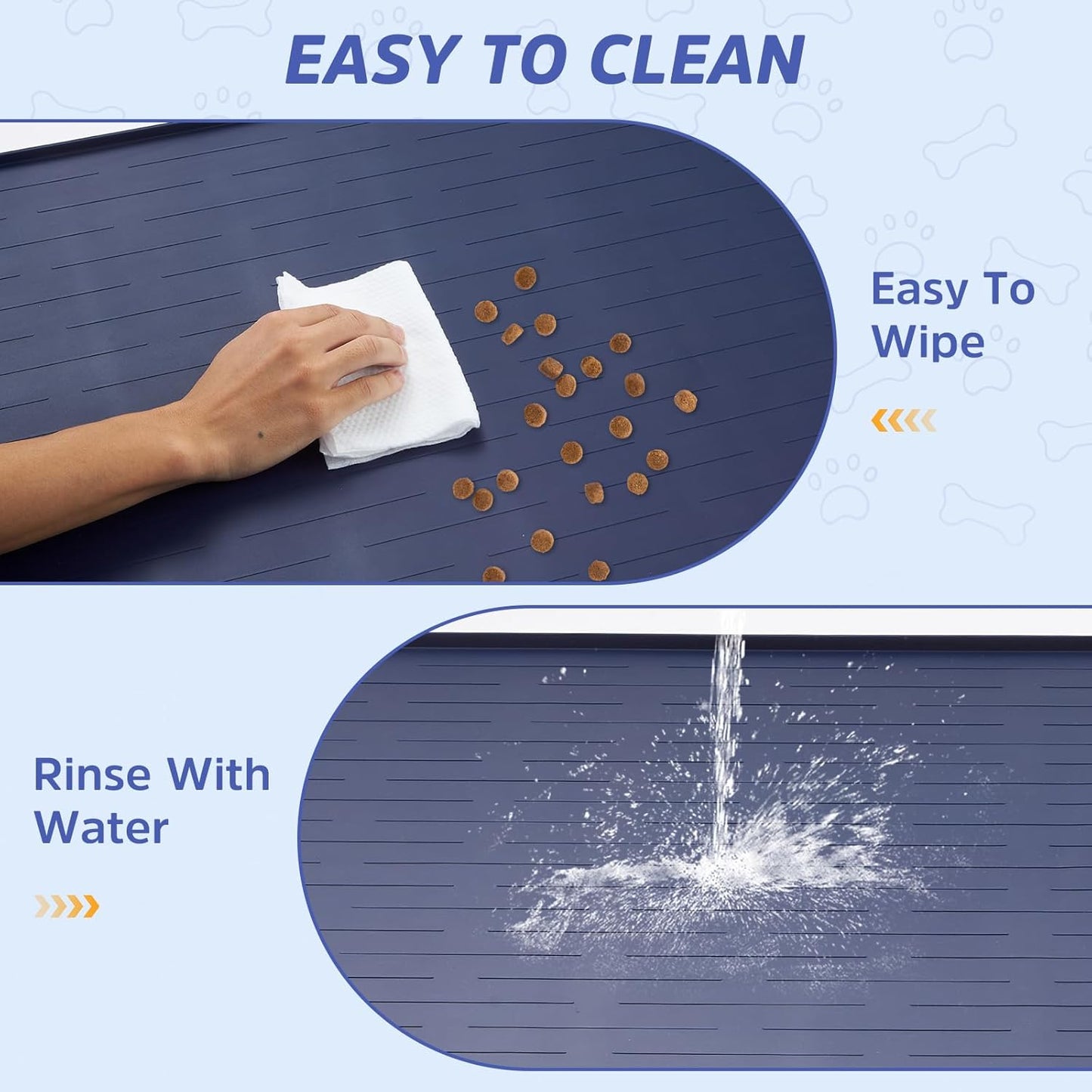 Large Dog Mats for Food and Water, 40"x30" Waterproof Pet Food Mats for Floor Nonslip Silicone Bowl Mats with Raised Edges