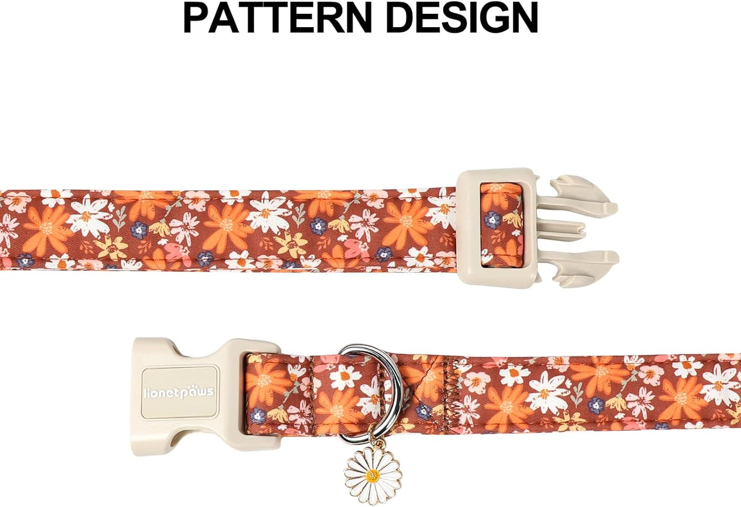 Lionet Paws Floral Dog Collar- Cute Fall Groundsel Oxalis Golden-Rod Dog Collars with Plastic Buckle,Light Adjustable Dog Collars for Small Dogs