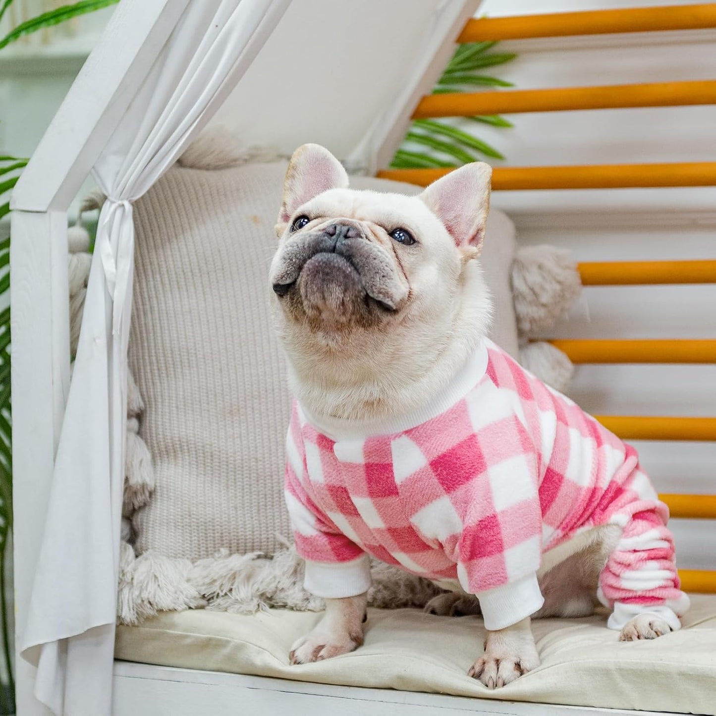 SCENEREAL Dog Pajamas for Small Dogs - Soft,Warm Pet Sweater Clothes Puppy Onesie Outfits for Doggie Winter Christmas Thanksgiving - Dog Jammies Pjs,Pink XS