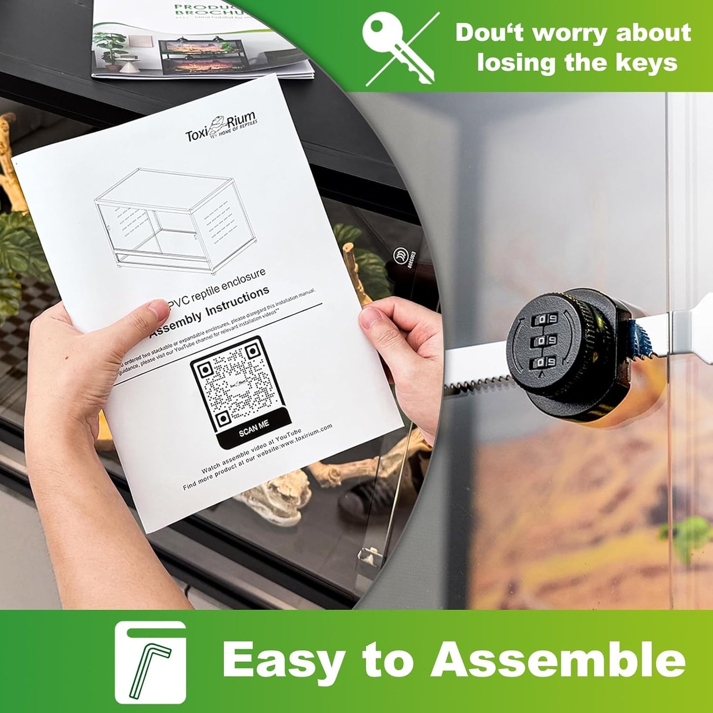 Reptile Terrarium 120 Gallon Large, PVC Enclosure Breeding Tank for Bearded Dragon Gecko Lizard Snake, Wide Breeding Lounge Vivarium Area with Ventilation, Suit for Juvenile to Adult Reptiles