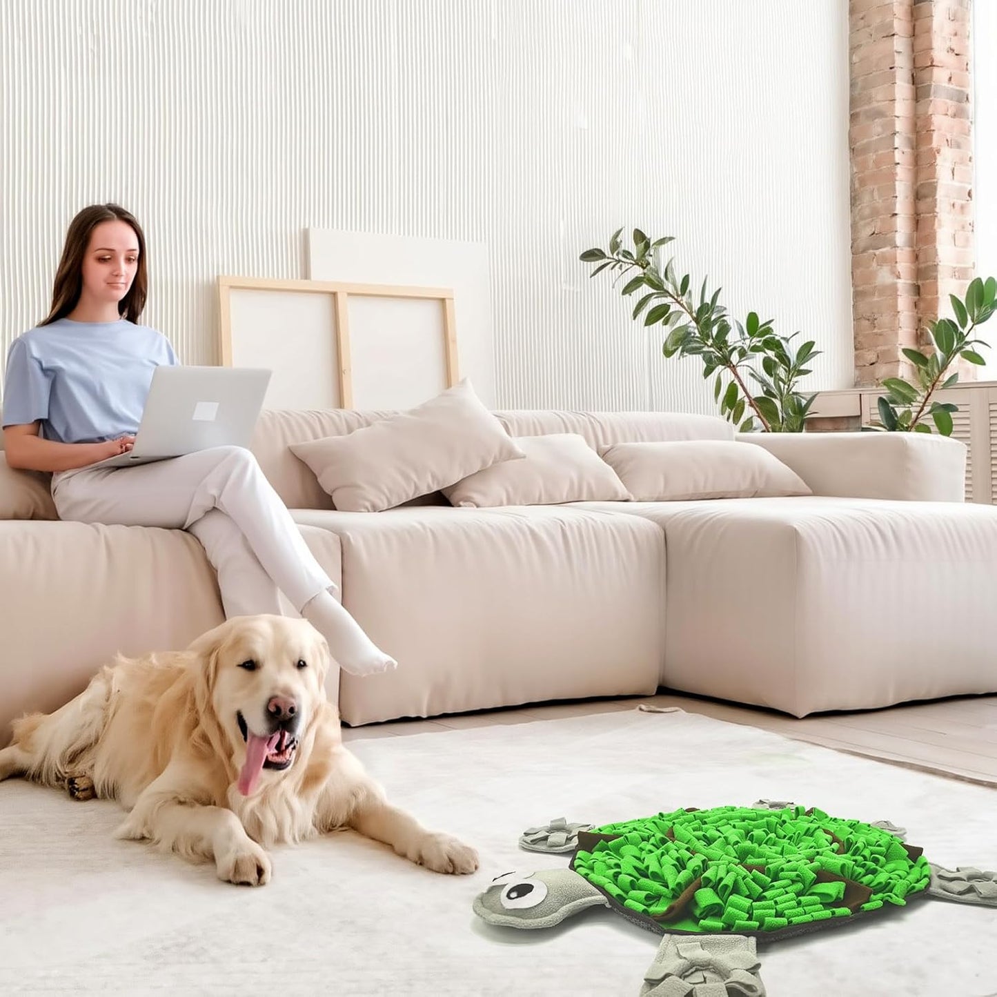 Snuffle Mat for Dogs, Tortoise-Themed Slow Feeder for Small/Middle/Large Breed, Durable Washable Portable Pet Feeding Mat, Nose Work Training Pad, Anxiety Relief & Mental Stimulation(S, Green)