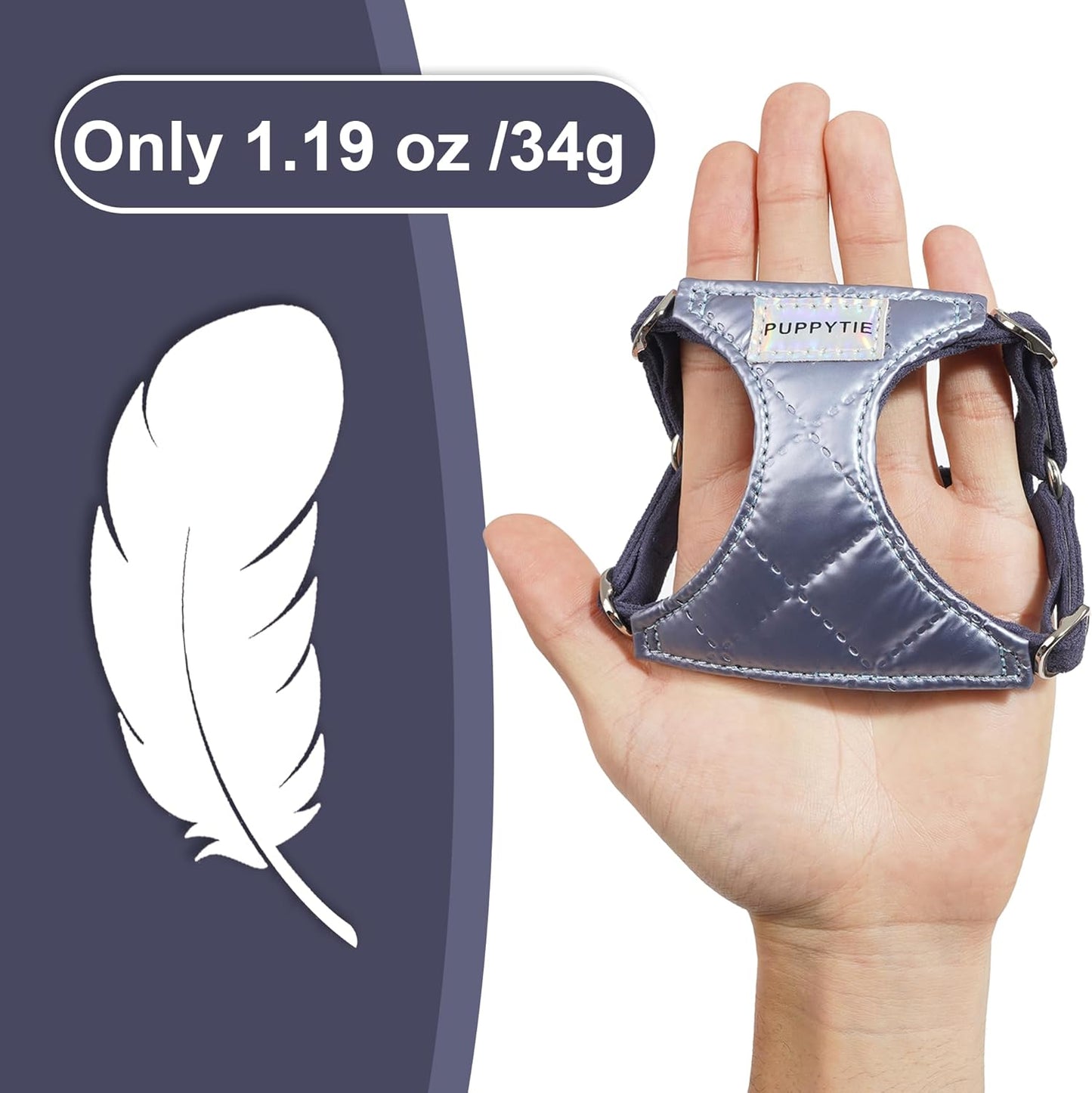 Puppytie No Pull Small Dog Harness with Multifunction Dog Leash,Lightweight Soft Adjustable No Choke Escape Proof Pet Harness Vest Pet Harness Vest,Glossy Galaxy Blue,S