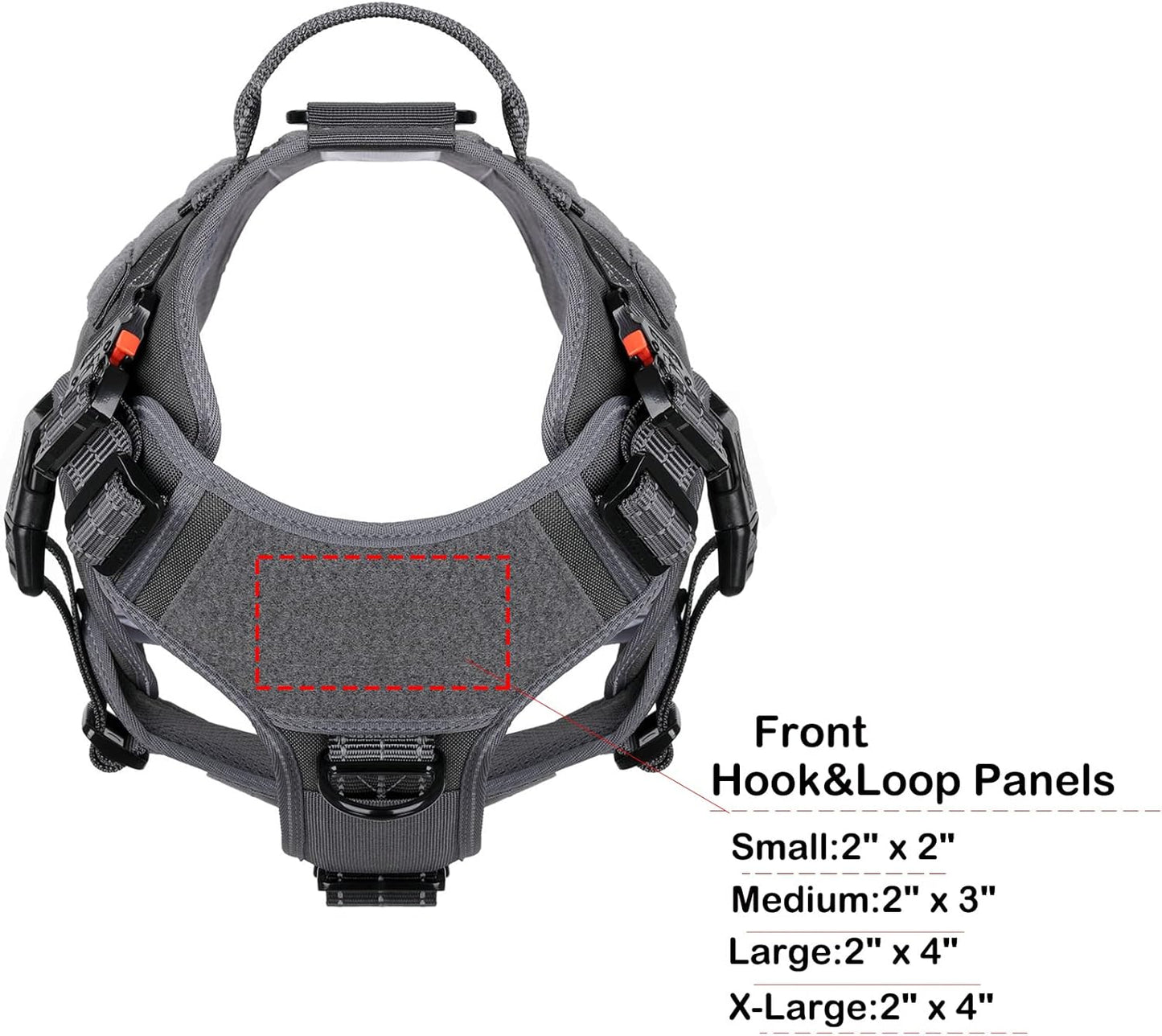 ICEFANG Tactical Dog Harness, Large Size,2X Metal Buckle,Working Dog MOLLE Vest with Handle,No Pulling Front Leash Clip,Hook and Loop Panel (Grey,L (Pack of 1))