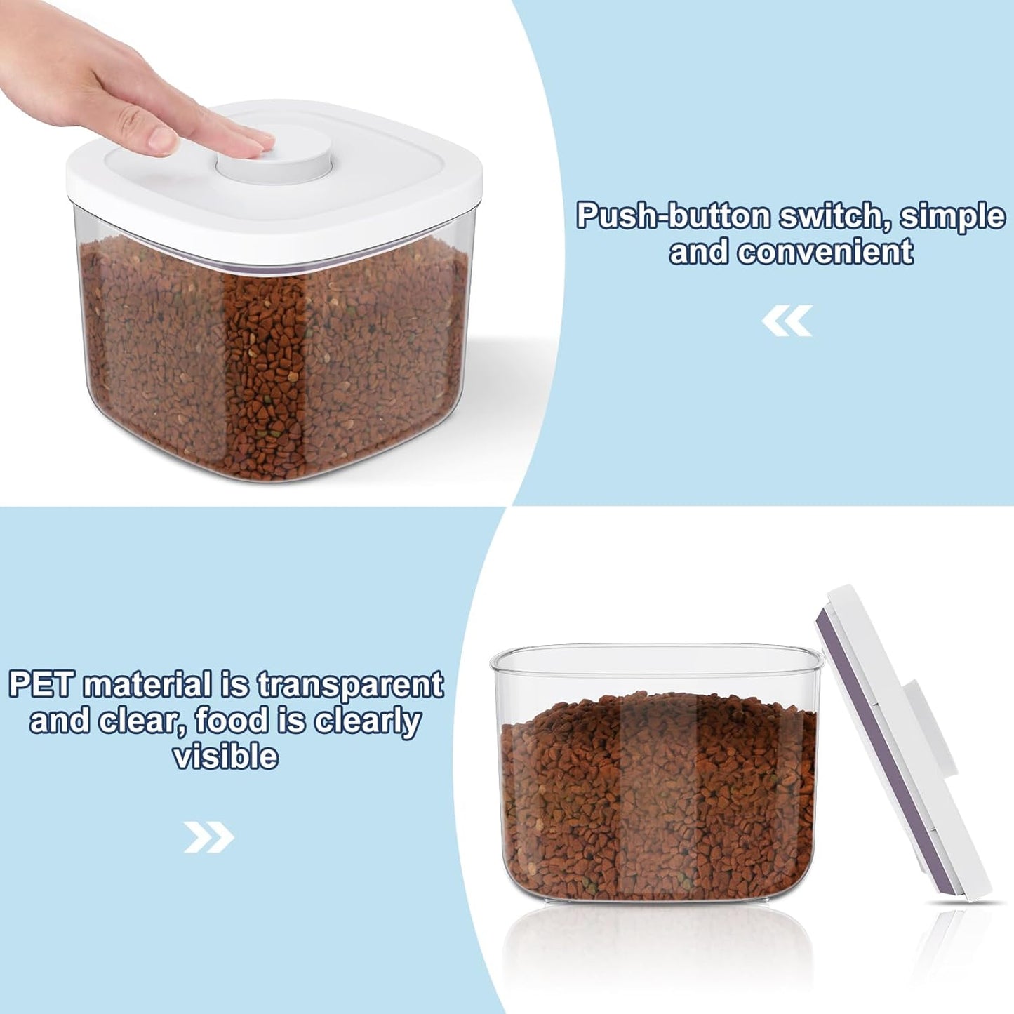 5-8Lbs/5.28Qt/5L Airtight Dog Cat Food Storage Container and Pet Storage Bin BPA-Free. PET Clear Stackable Dog Treat Containers for Pet Food/Rice/Dry/Cereals/Flour/Sugar/Bread, etc (Medium