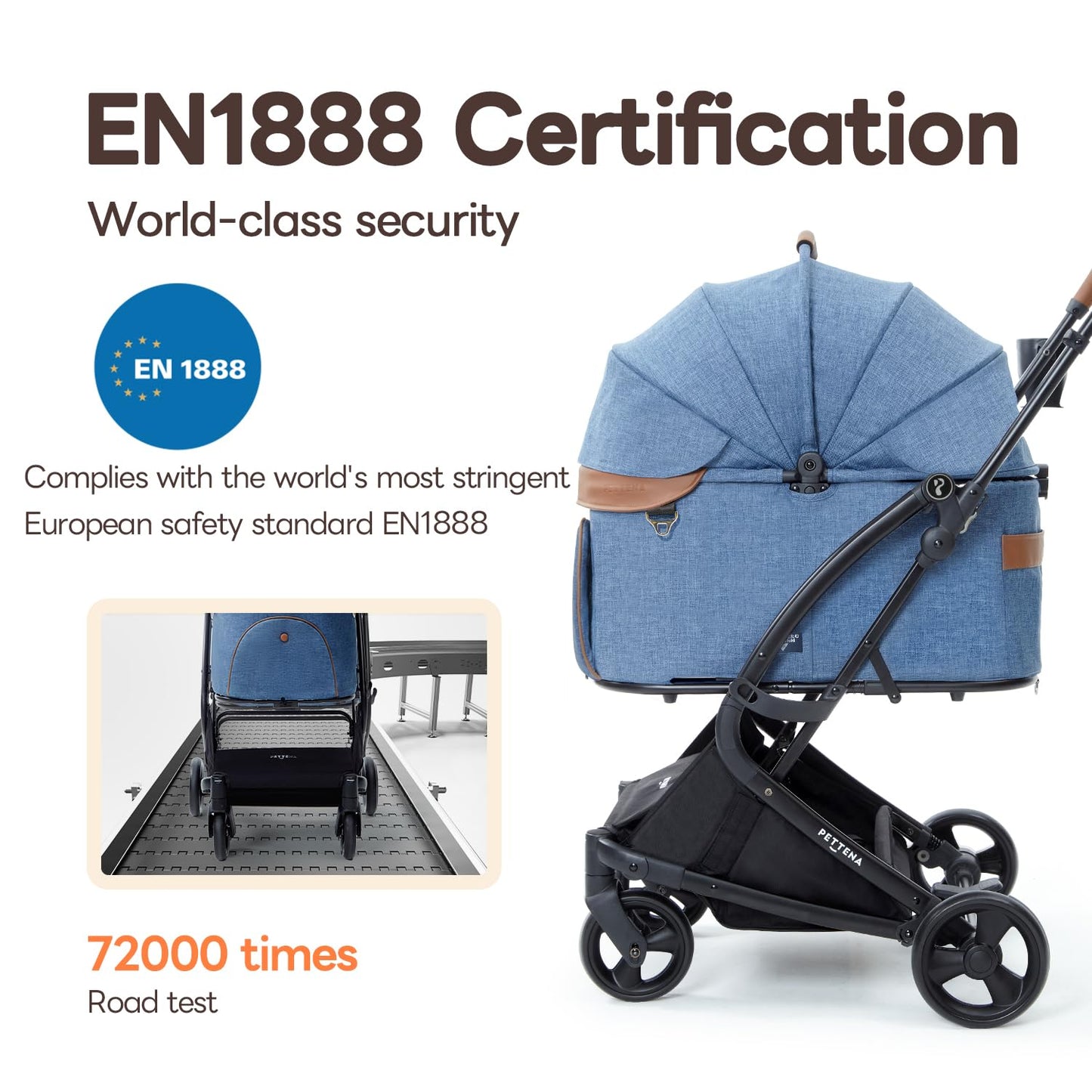 Pet Stroller with 4 Wheels, 3 IN 1 Folding Puppy Strollers for Small/Medium Dogs & Cats up to 55lbs, Lightweight Pet Travel Carrier with Detachable Carrier/Storage Basket, One Click Folding, Navy Blue