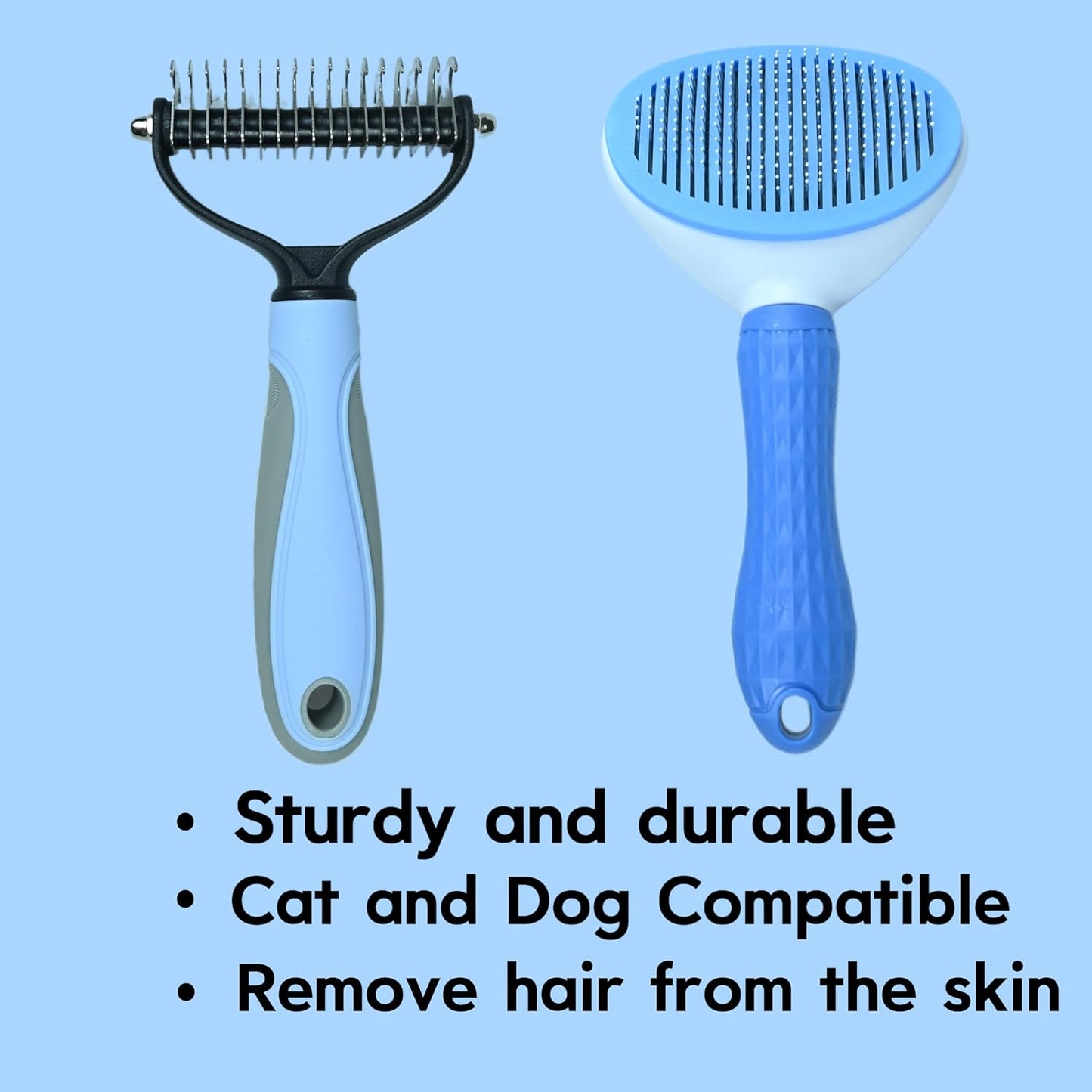 Pet Grooming Combo — Shedding Brush with Metal Comb for Detangling and Removing Undercoat in Long-Haired Dogs and Cats. helping reduce shedding by up to 95%.