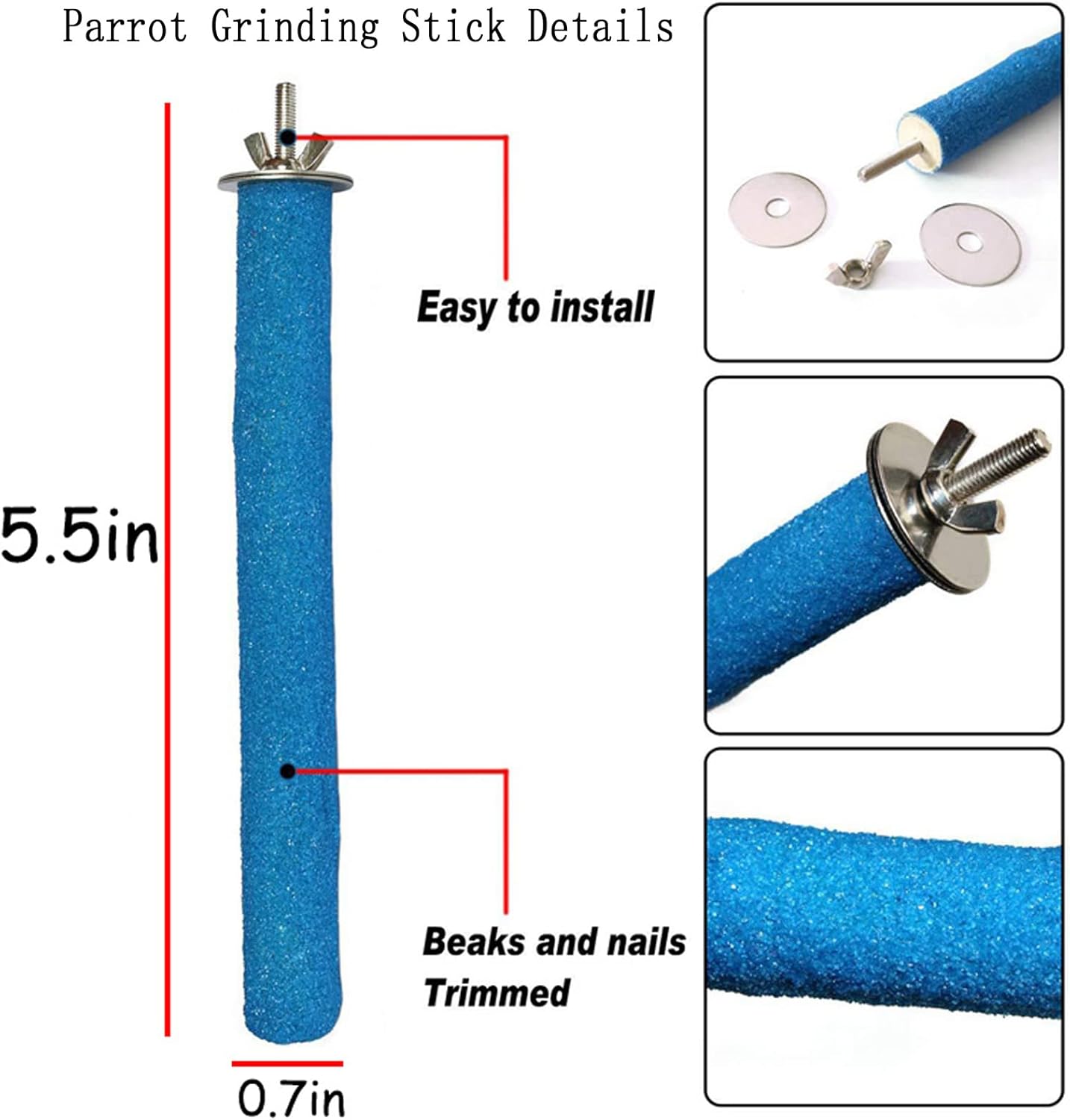 PINVNBY Bird Feeding Dish Cups,5.5x2.0 Inches Parrot Stainless Steel Food Water Dish Perch Stand Platform Paw Grinding Toy Feeder Cage Bowl with Clamp Holder for Budgies Parakeet Macaw(5 Pack L)