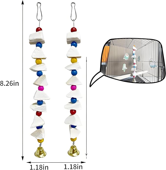 4-Pack Bird Chew Toys with Calcium Cuttlebone & Grinding Stone - for Parakeets, Budgies, Cockatiels & Lovebirds, Easy to Install, Promotes Beak Health & Prevents Destructive Chewing