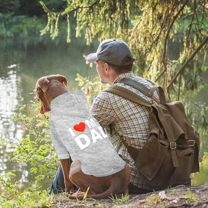 GreenJoy Dog Sweater Dog Hoodie Cold Weather Coat Hooded Sweatshirt for Puppies,Cats, Small Medium Large Dogs (Light Grey(I Love My Dad), XX-Large)