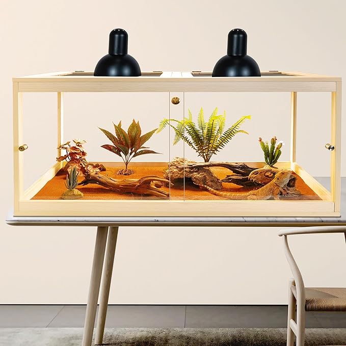 Prolee 81 Gallon Reptile Terrarium Tank 48 Inch Lizard Tank Bearded Dragon Tank with Metal Mesh Roof Door, Snake Tank with Lock Design, 48" Length