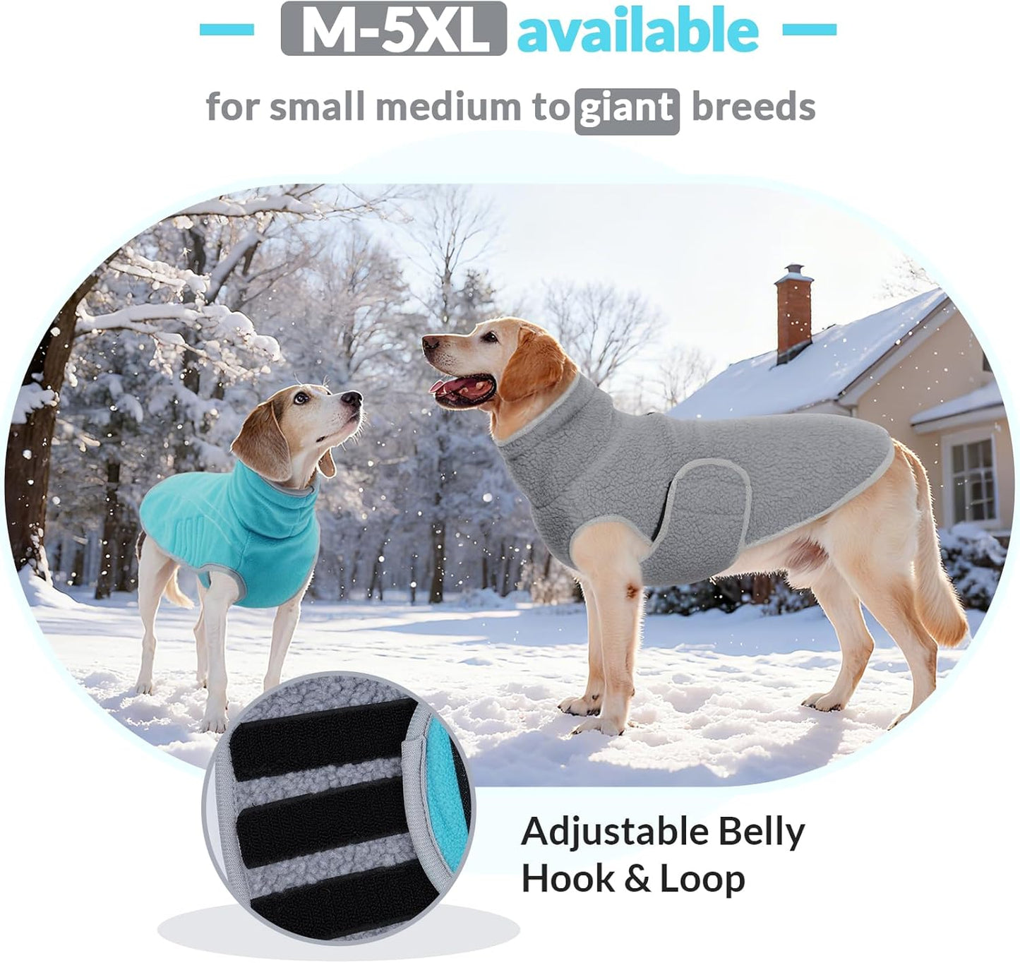 ROZKITCH Reversible Dog Coat Super Warm Fleece Sherpa Sweater with Embroidery, Adjustable Double-Sided Plush Sweatshirt for Small Mdium Large Giant Breeds Bluegreen 4XL