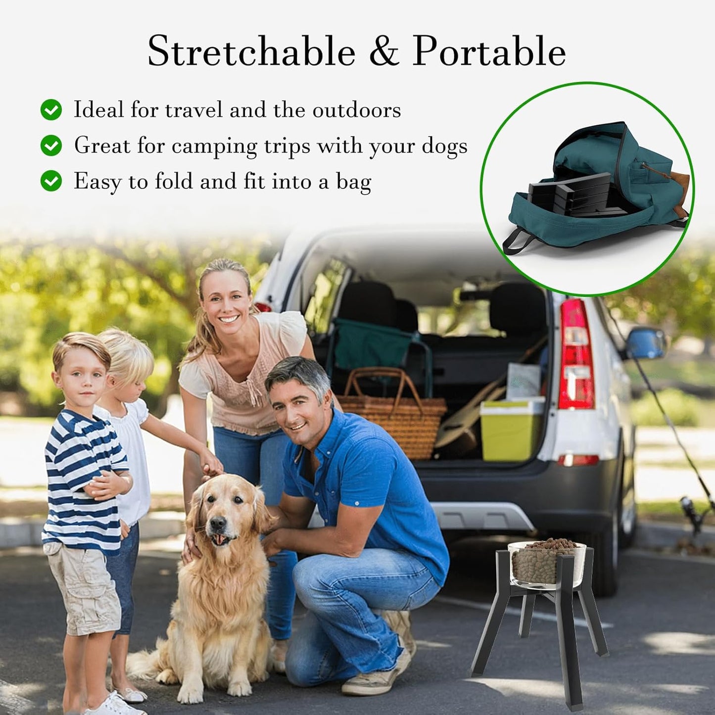 Dog Bowl Stand for Medium & Large Dogs, Adjustable Width 7-10.6" Raised Dog Food Stand, 11 inch Tall Elevated Single Holder, Black (Bowl Not Included)