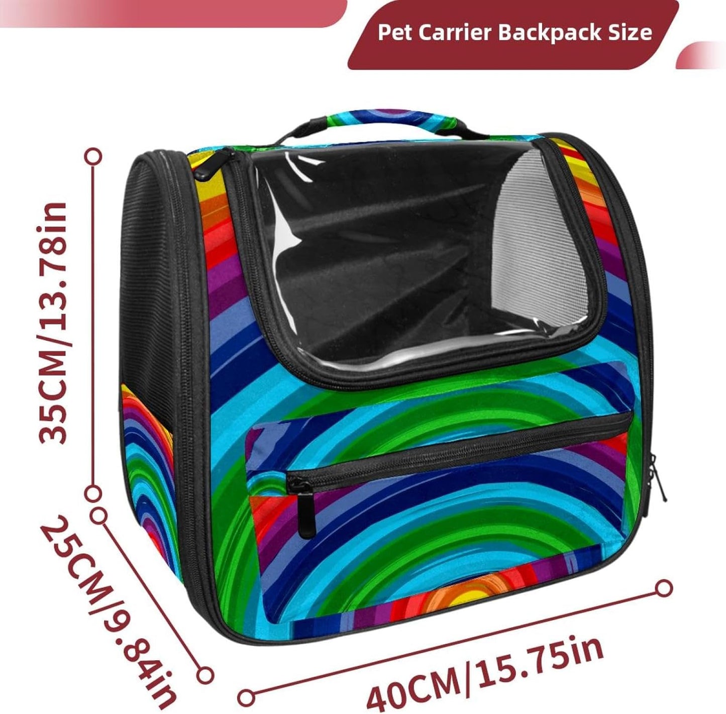 Rainbow Cat Carriers Dog Carrier Pet Carrier with Locking Safety Zippers for Cats, Kitties, Puppies and Small Dogs