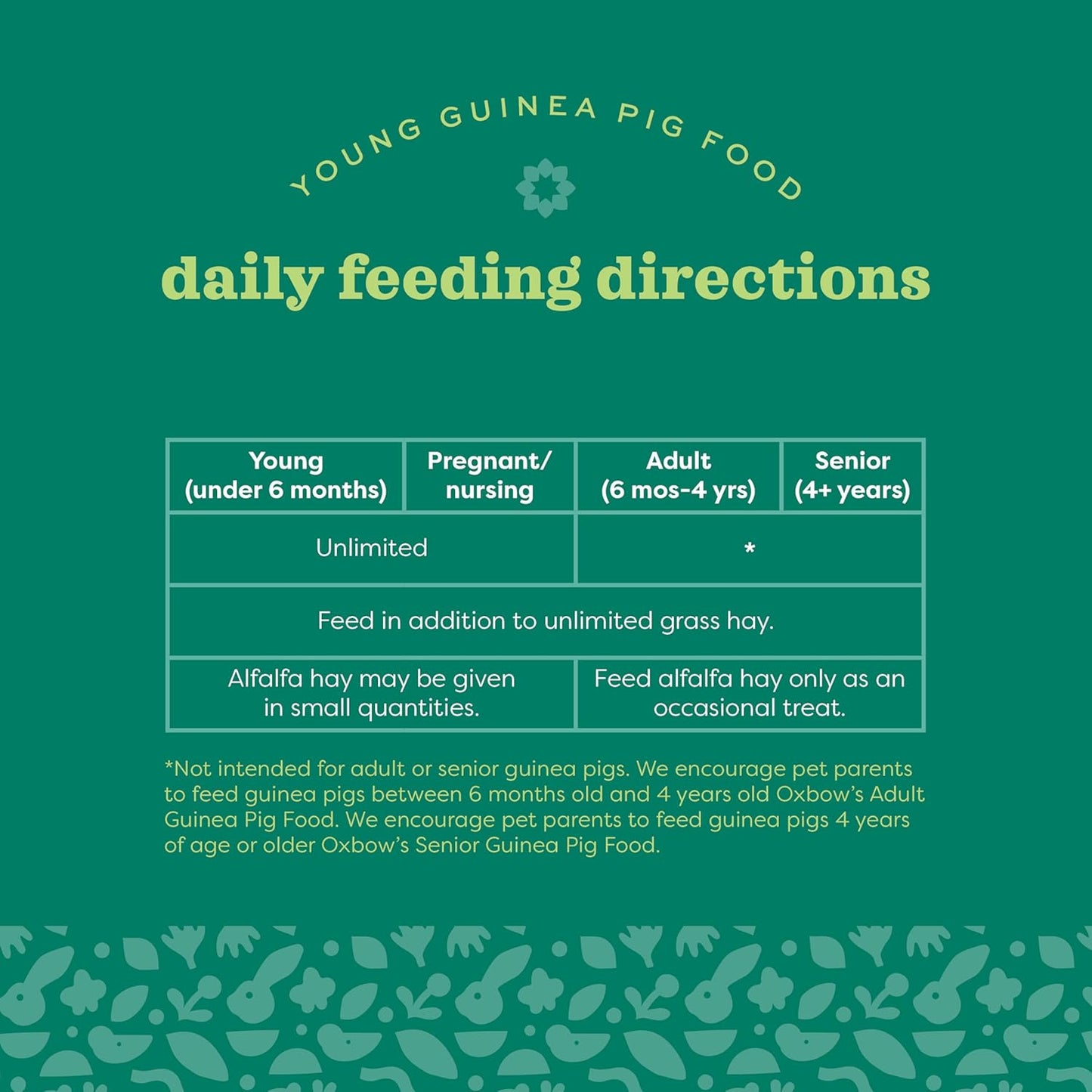 Oxbow Essentials Young Guinea Pig Food, Guinea Pig Pellets Made with Timothy Hay, Stabilized Vitamin C, Small Animal Pet Products, Small Animal Food Made in USA, High Fiber, 10 lb. Bag