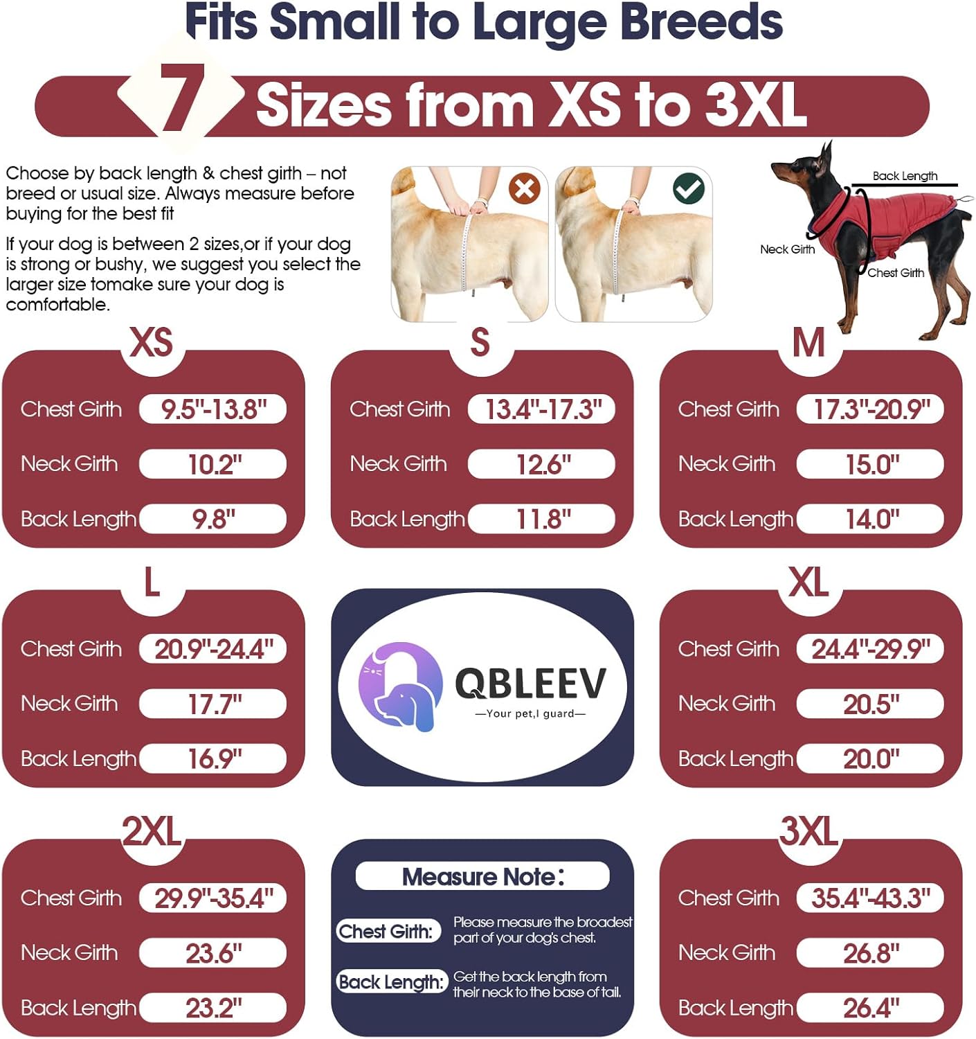 QBLEEV Reversible Dog Coat for Small Dogs, Waterproof Windproof Winter Jacket Keeps Small Breeds Warm & Dry, Lightweight Adjustable Puffer Vest with Leash Hole, Wine Red, XS – Fits Chihuahua, Yorkie
