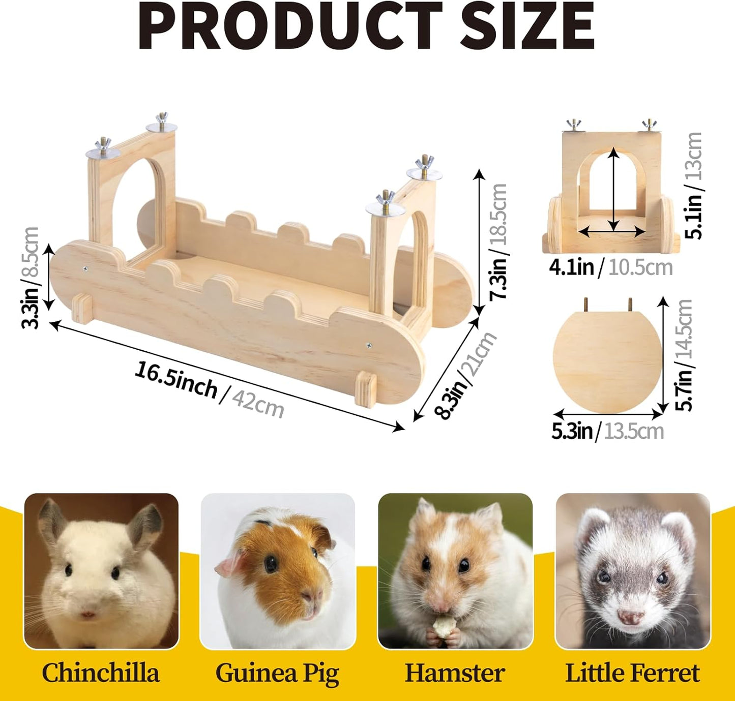 Chinchilla Suspension Bridge Wooden,Small Animals Wooden Bridge and Platform,Chinchilla Habitat Toys for Squirrel Hamster Ferret Guinea Pig Sturdy Easy to Clean