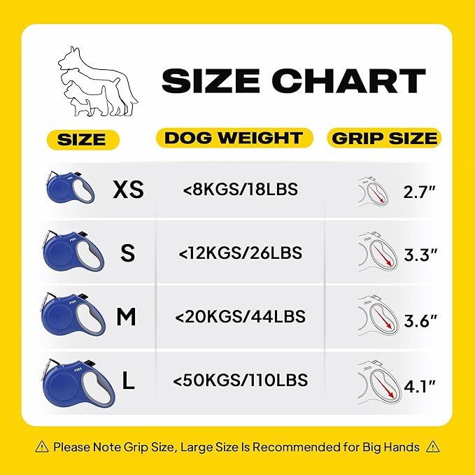 Fida Retractable Dog Leash, 16 ft Dog Walking Leash for Large Dogs up to 110lbs, Tangle Free,Navy Blue